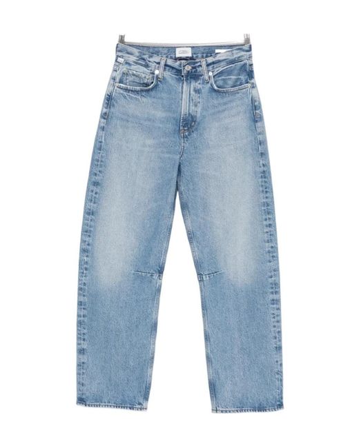 Citizens of Humanity Blue Miro Faded-Effect Wide-Leg Jeans