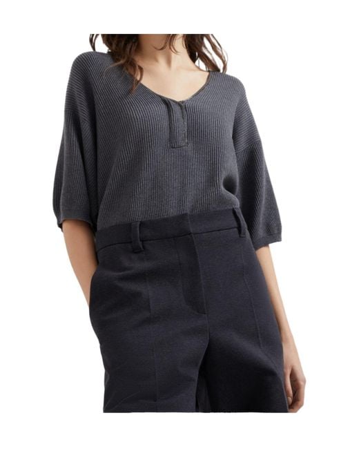 Brunello Cucinelli Blue Stretch Flared Trousers