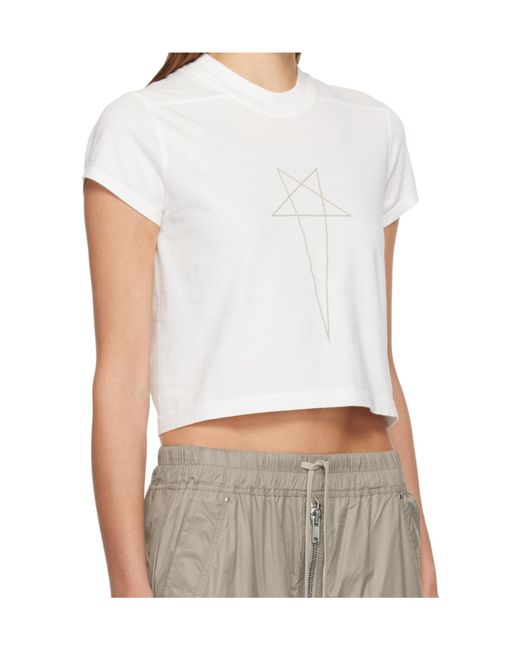 Rick Owens White Star-Print Crop Top