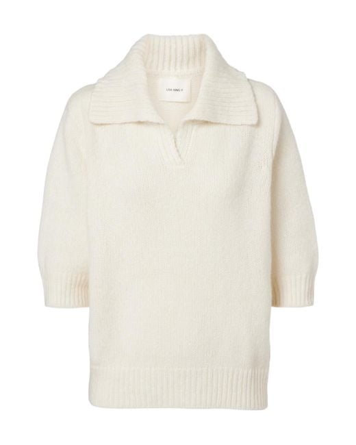 Lisa Yang White Lailai Cashmere And Silk Polo Sweater