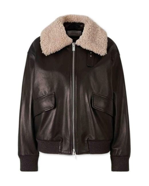 Peserico Black Zip-Up Bomber Jacket