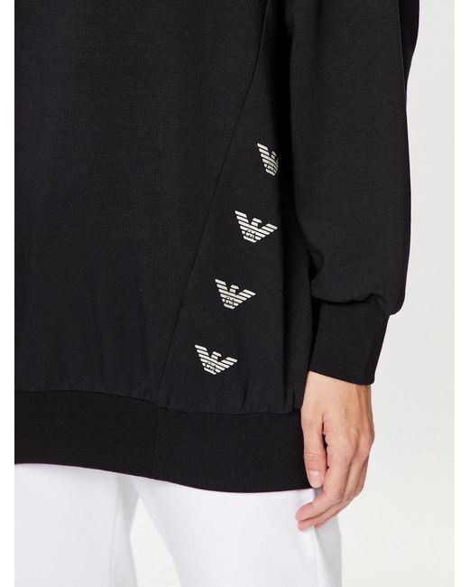 EA7 Black Logo-Print Long-Sleeve Hoodie