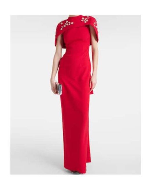Safiyaa Embroidered Caped Crêpe Gown
