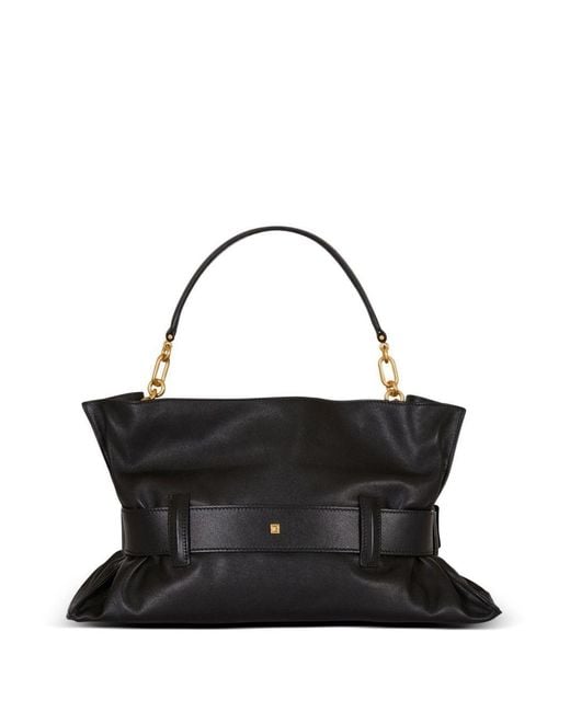 Balmain Black Anthem Buckled Medium Shoulder Bag