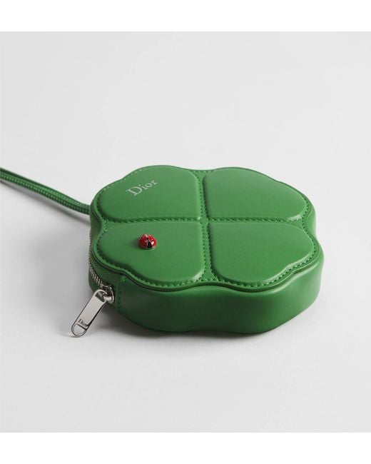 Dior Green Petit Trèfle Coin Purse With Cord