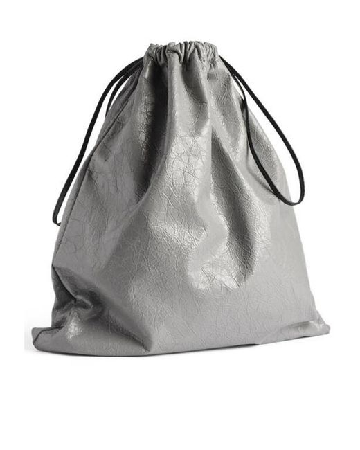 Balenciaga Gray Shopper Drawstring Dust Bag Pouch Logo for men