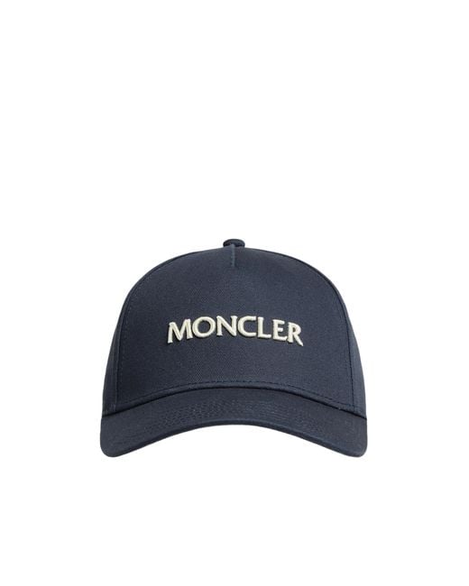 Moncler Blue Logo Embroidered Cap for men