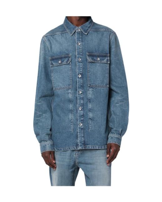 Rick Owens Blue Hollywood Washed Outershirt for men