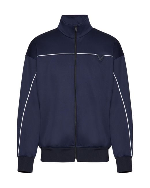 Valentino Blue Zip-Up High Neck Jacket for men