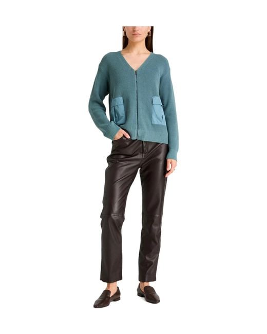 Max Mara Blue Solid Knit Cardigan