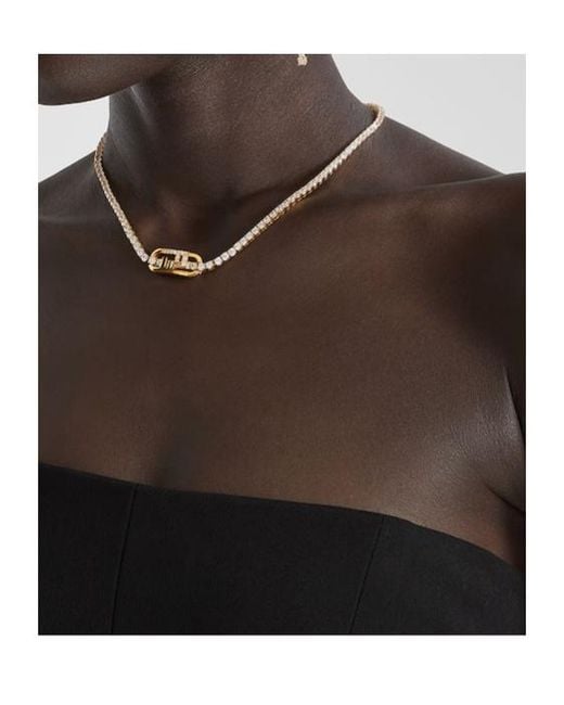 Fendi Metallic O'Lock Embellished Necklace