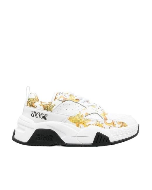 Versace Jeans White Baroque Printed Casual Sneakers