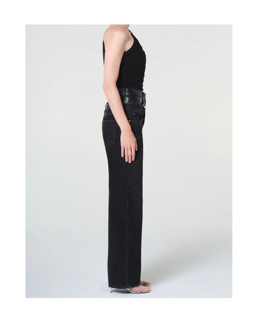 Agolde Black Elson Double-Waist Jeans