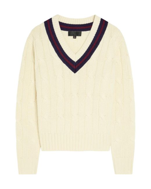 Nili Lotan Natural Fabiana Cable-Knit Striped Wool Jumper