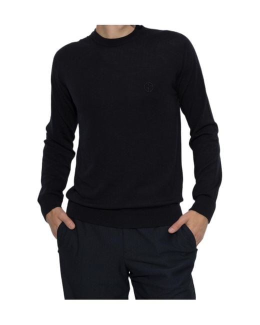 Giorgio Armani Blue Crew-Neck Sweater for men