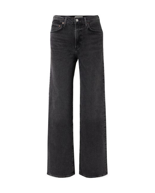 Agolde Black Harper Mid-Rise Wide-Leg Jeans