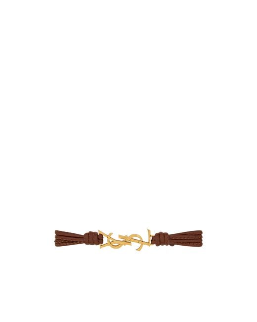 Saint Laurent White Cassandre Multi-Stand Bracelet