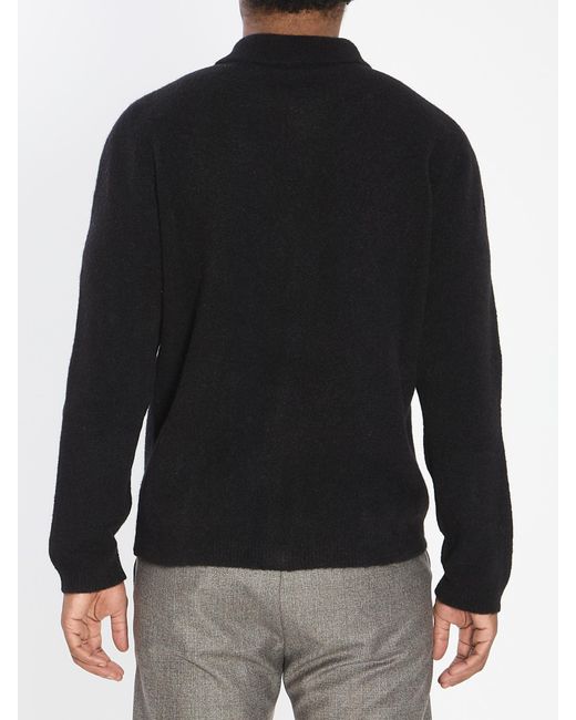 Barena Black Pointed-Collar Knitted Cardigan for men