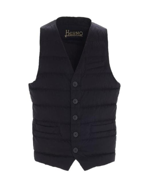 Herno Gray Padded Button-Up Gilet for men