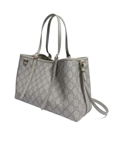 Gucci Gray Gg Emblem Small Tote Bag