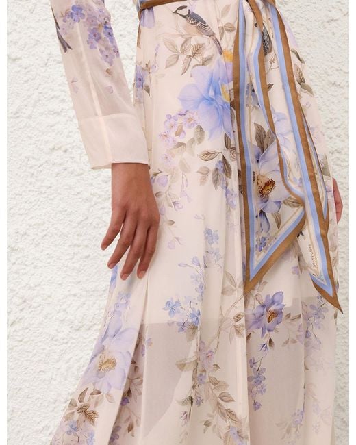 Zimmermann Multicolor Luna Floral Print Tie Maxi Dress