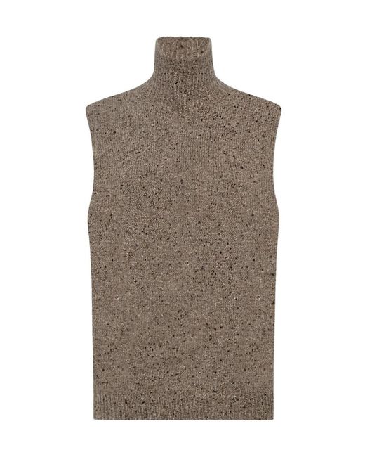 The Row Brown Merilas Cashmere Turtleneck Tank