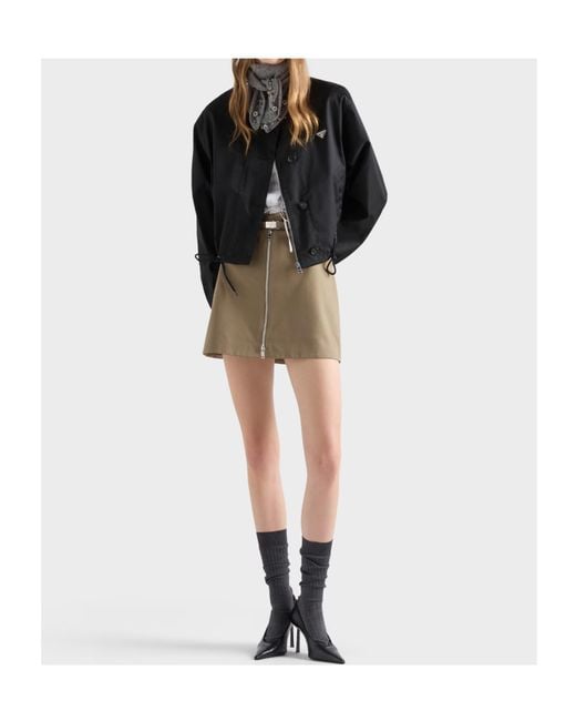 Prada Natural Argilla Belted Mini Skirt
