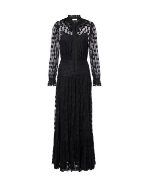 Ulla Johnson Black Dot Pattern Necktie Net Fabric Elongated Dress