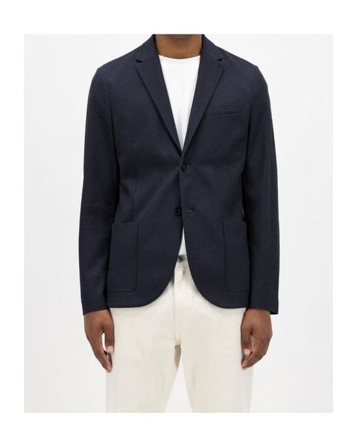 Harris Wharf London Blue Textured Two-Button Blazer for men