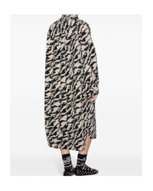 Isabel Marant Black Isabel Marant Étoile Fontizi Patterned Buttoned Coat