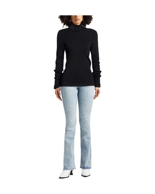 Chloé Blue Solid Long Sleeve Knit Sweater