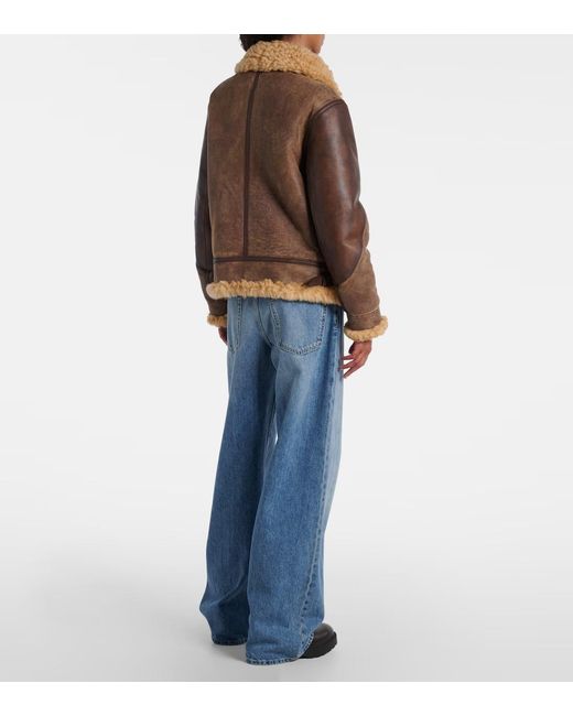 Ralph Lauren Brown Shearling-Trimmed Leather Jacket