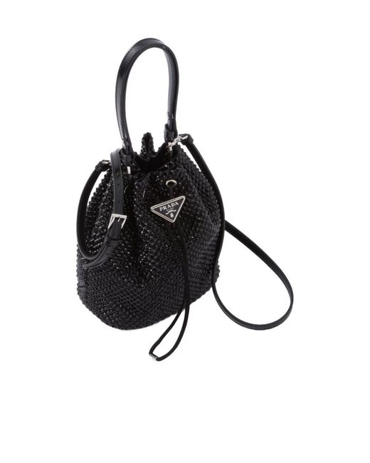 Prada Black Mini Satin Bag With Crystals
