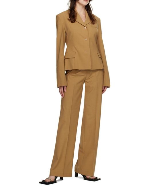 Nanushka Brown Lapel Long-Sleeved Suit Coat