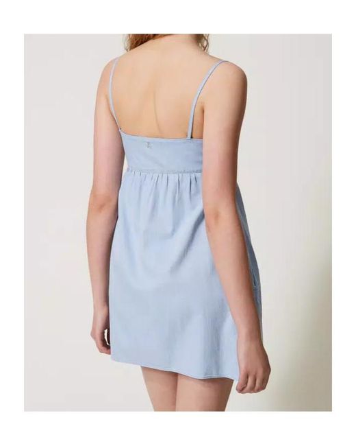 Twinset Blue Floral-Appliqué Sundress
