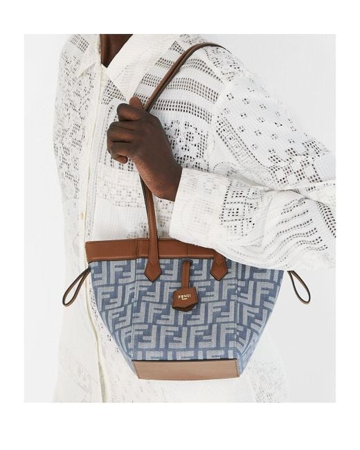Fendi Origami Ff Jacquard Mini Tote Bag in Blue | Lyst