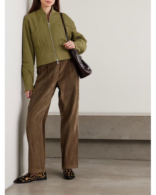 Jean Paul Gaultier Green Patchwork Quilted Bomber Jacket