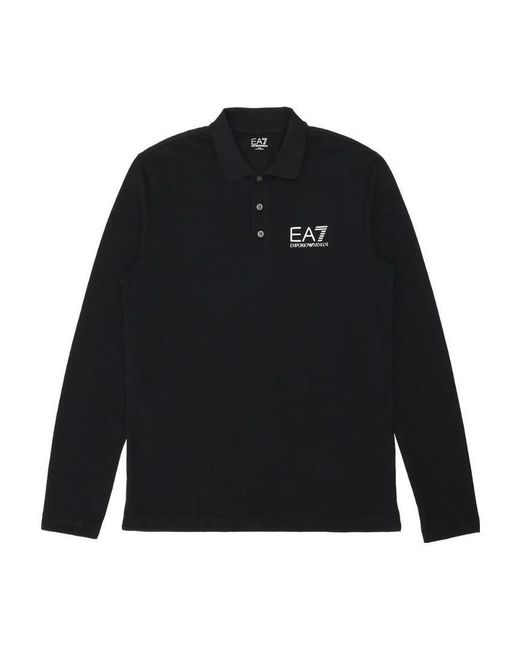 EA7 Black Logo Printed Polo Shirt for men