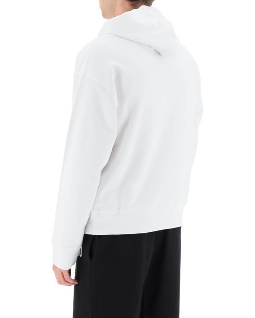Moschino White Long-Sleeved Drawstring Hoodie for men