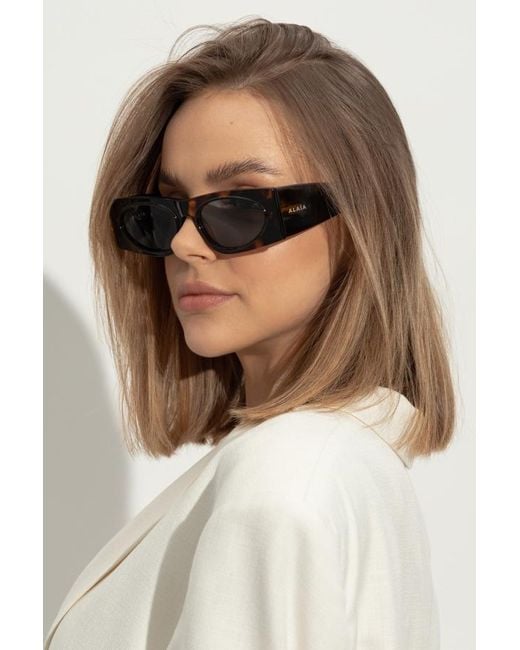 Alaïa Alaïa Rectangular Cat-Eye Sunglasses in White | Lyst UK