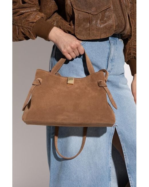 Yuzefi Brown Knotted Leather Tote Bag