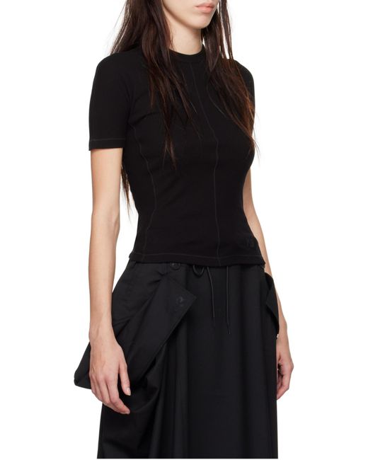 Y-3 Black Logo Printed Short-Sleeved Crewneck T-Shirt