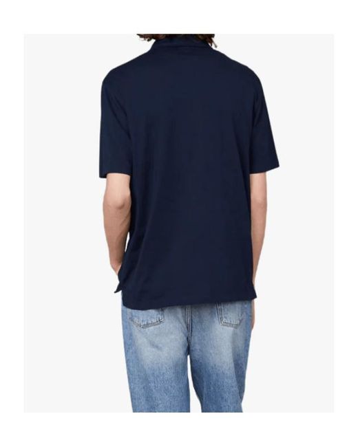 Officine Generale Blue Short-Sleeved Polo Shirt for men