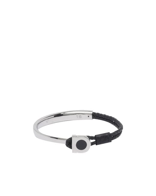 Ferragamo White Ferragamo Semi-Rigid Gancini Bracelet for men