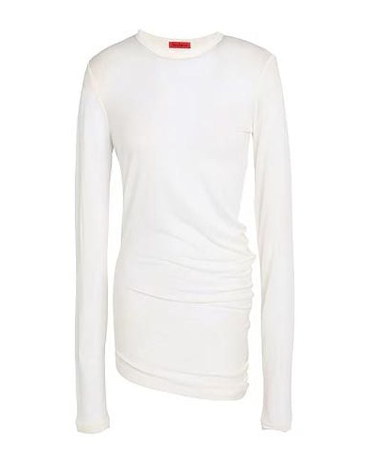 MAX&Co. White Solid Color Long Sleeve T-Shirt
