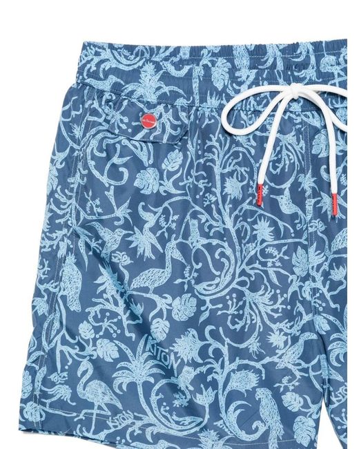 Kiton Blue Drawstring Swim Trunks for men