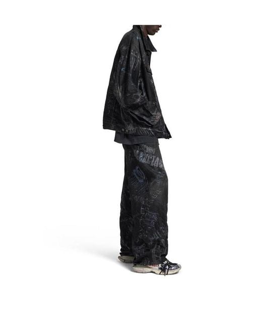 Balenciaga Black Printed Denim Jacket for men