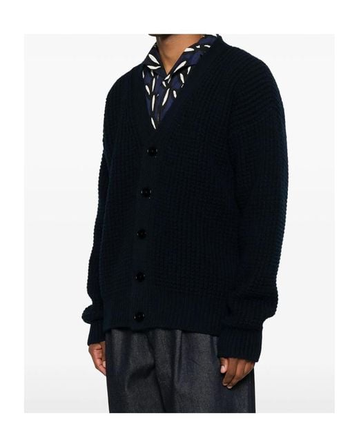 Jil Sander Blue V-Neck Cardigan for men