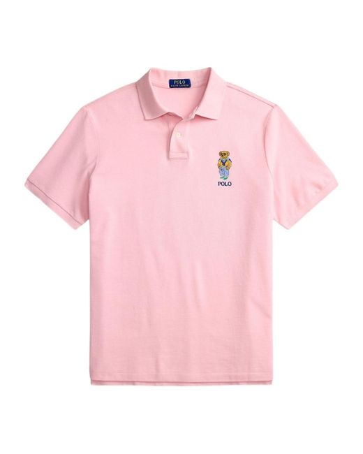 Polo Ralph Lauren Pink Custom Slim Fit Polo Shirt for men
