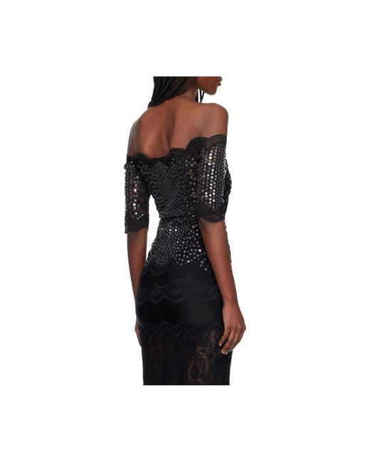 Rabanne Black Sequin Lace Top